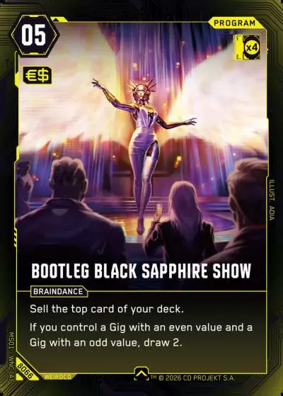 Bootleg Black Sapphire Show Welcome to Night City - Beta Cyberpunk TCG card