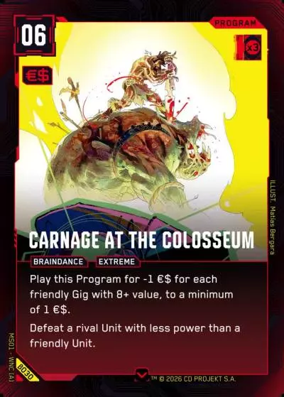 Carnage at the Colosseum Welcome to Night City - Beta Cyberpunk TCG card