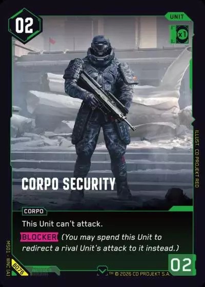 Corpo Security Welcome to Night City - Beta Cyberpunk TCG card