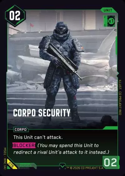 Corpo Security Welcome to Night City - Retail Cyberpunk TCG card