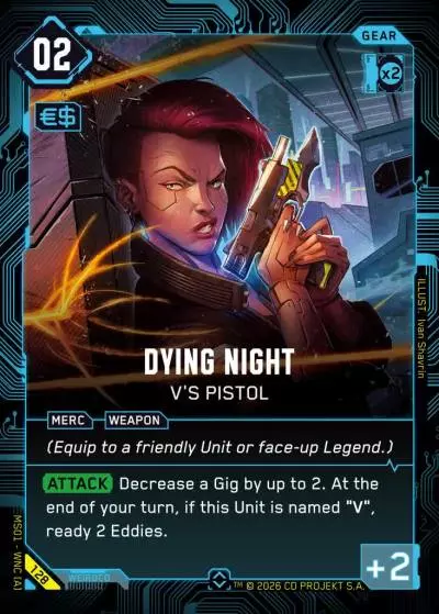 Dying Night - V's Pistol Welcome to Night City - Retail Cyberpunk TCG card
