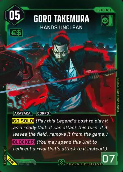 Goro Takemura - Hands Unclean Arasaka Demo Deck Cyberpunk TCG card