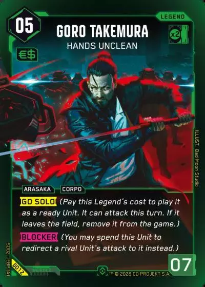 Goro Takemura - Hands Unclean Embracing Power - Beta Starter Deck Cyberpunk TCG card