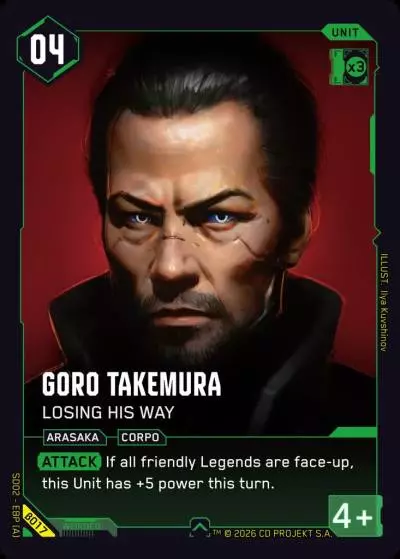Goro Takemura - Losing His Way Embracing Power - Beta Starter Deck Cyberpunk TCG card
