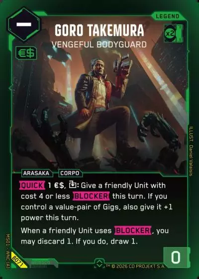 Goro Takemura - Vengeful Bodyguard Welcome to Night City - Beta Cyberpunk TCG card