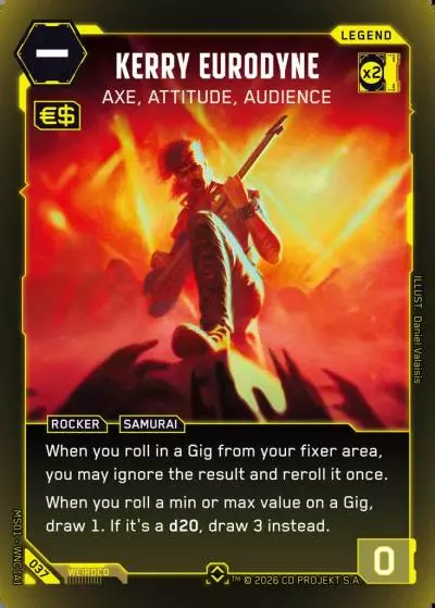 Kerry Eurodyne - Axe, Attitude, Audience Welcome to Night City - Retail Cyberpunk TCG card