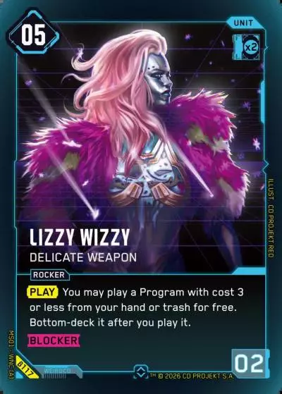 Lizzy Wizzy - Delicate Weapon Welcome to Night City - Beta Cyberpunk TCG card