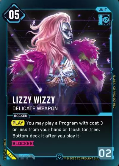 Lizzy Wizzy - Delicate Weapon Welcome to Night City - Retail Cyberpunk TCG card