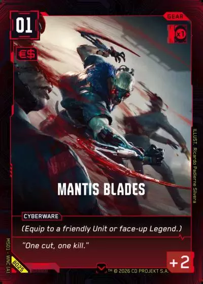 Mantis Blades Welcome to Night City - Beta Cyberpunk TCG card