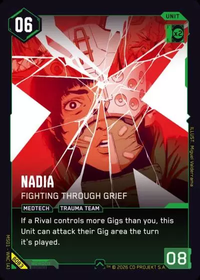 Nadia - Fighting Through Grief Welcome to Night City - Beta Cyberpunk TCG card
