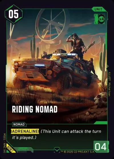 Riding Nomad Welcome to Night City - Beta Cyberpunk TCG card