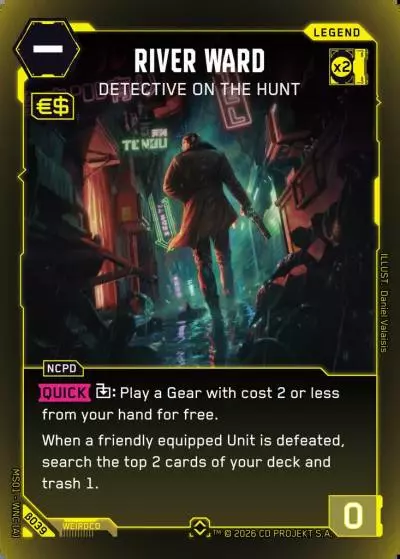 River Ward - Detective on the Hunt Welcome to Night City - Beta Cyberpunk TCG card