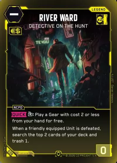 River Ward - Detective on the Hunt Welcome to Night City - Retail Cyberpunk TCG card