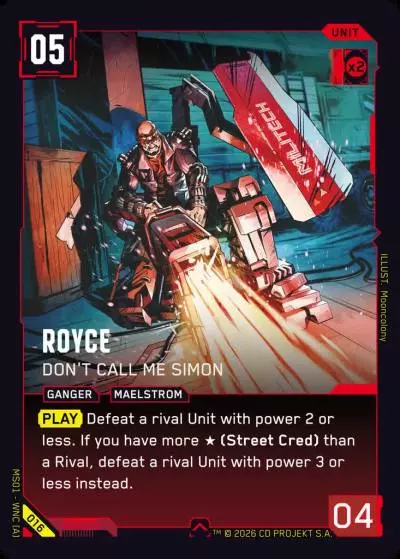 Royce - Don't Call Me Simon Welcome to Night City - Retail Cyberpunk TCG card