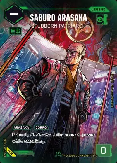 Saburo Arasaka - Stubborn Patriarch Box Toppers - Retail Cyberpunk TCG card