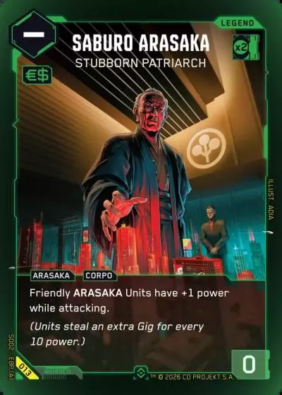 Saburo Arasaka - Stubborn Patriarch Embracing Power - Retail Starter Deck Cyberpunk TCG card