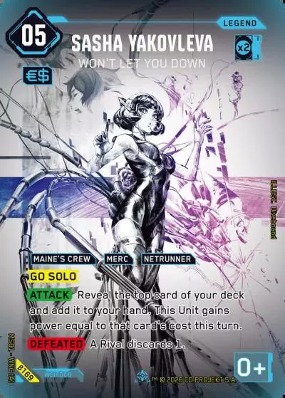 Sasha Yakovleva - Won't Let You Down Welcome to Night City - Beta Cyberpunk TCG card