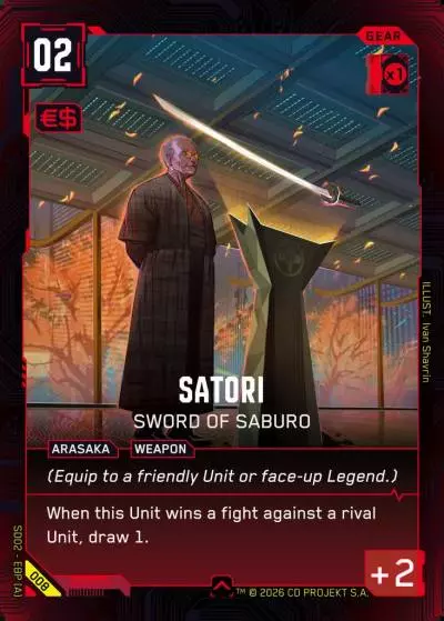 Satori - Sword of Saburo Embracing Power - Retail Starter Deck Cyberpunk TCG card