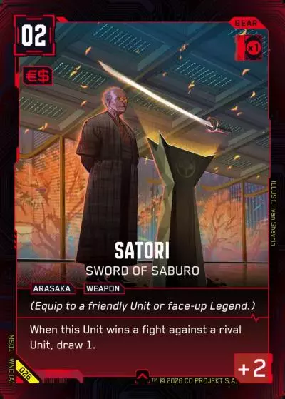 Satori - Sword of Saburo Welcome to Night City - Retail Cyberpunk TCG card