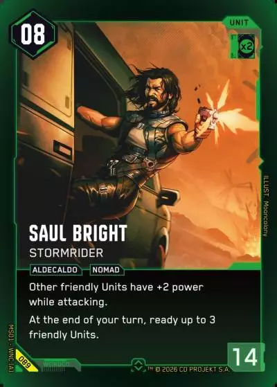 Saul Bright - Stormrider Welcome to Night City - Retail Cyberpunk TCG card