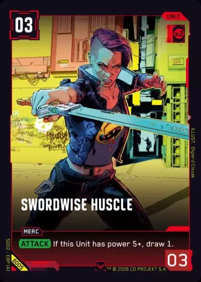 Swordwise Huscle Embracing Power - Beta Starter Deck Cyberpunk TCG card