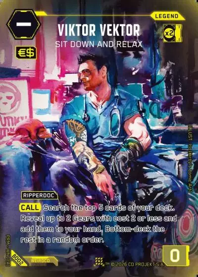 Viktor Vektor - Sit Down and Relax Box Toppers - Beta Cyberpunk TCG card
