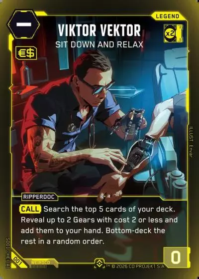 Viktor Vektor - Sit Down and Relax The Heist - Retail Starter Deck Cyberpunk TCG card