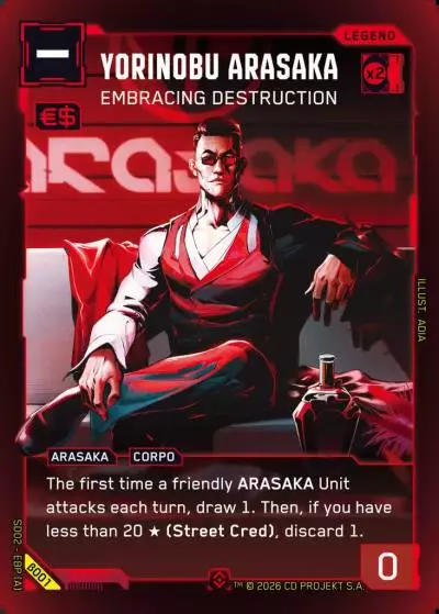 Yorinobu Arasaka - Embracing Destruction Embracing Power - Beta Starter Deck Cyberpunk TCG card