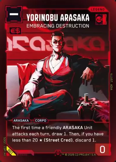 Yorinobu Arasaka - Embracing Destruction Embracing Power - Retail Starter Deck Cyberpunk TCG card